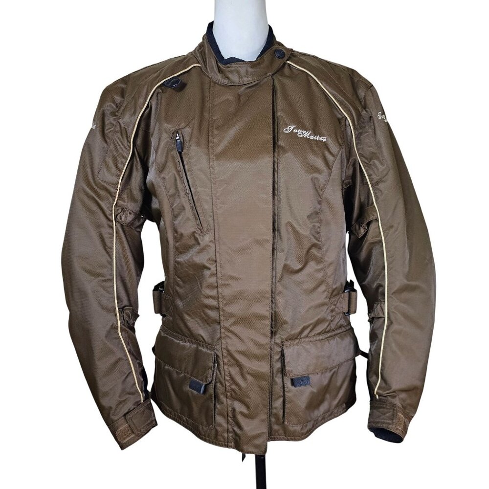 Tourmaster Trinity Series Motorcycle Jacket Womens M Brown‎ Zipout Liner Biker